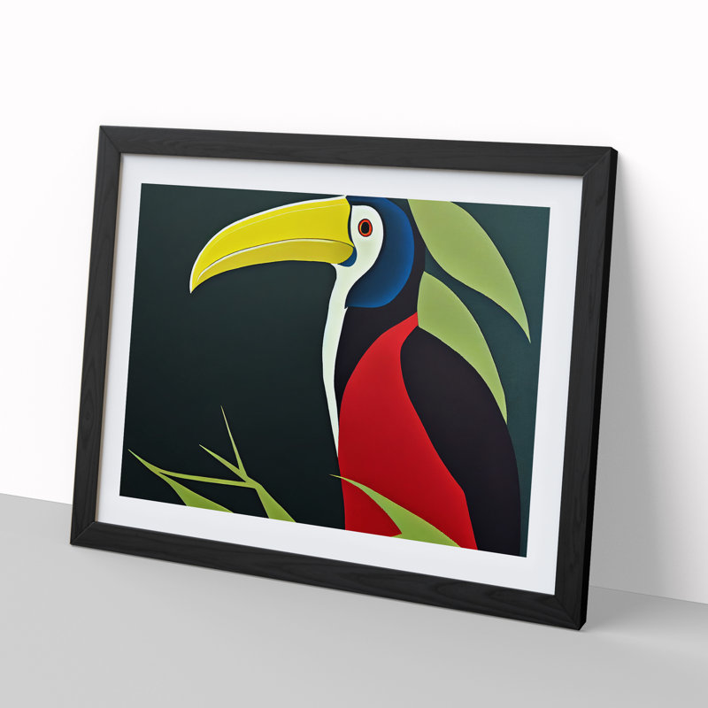 Showstopping Toucan Bird Abstract - Single Picture Frame Print, Black