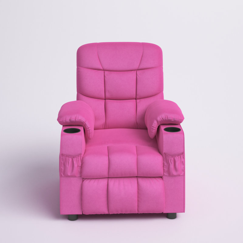 Heacock Kids 16'' Recliner and Ottoman, Pink