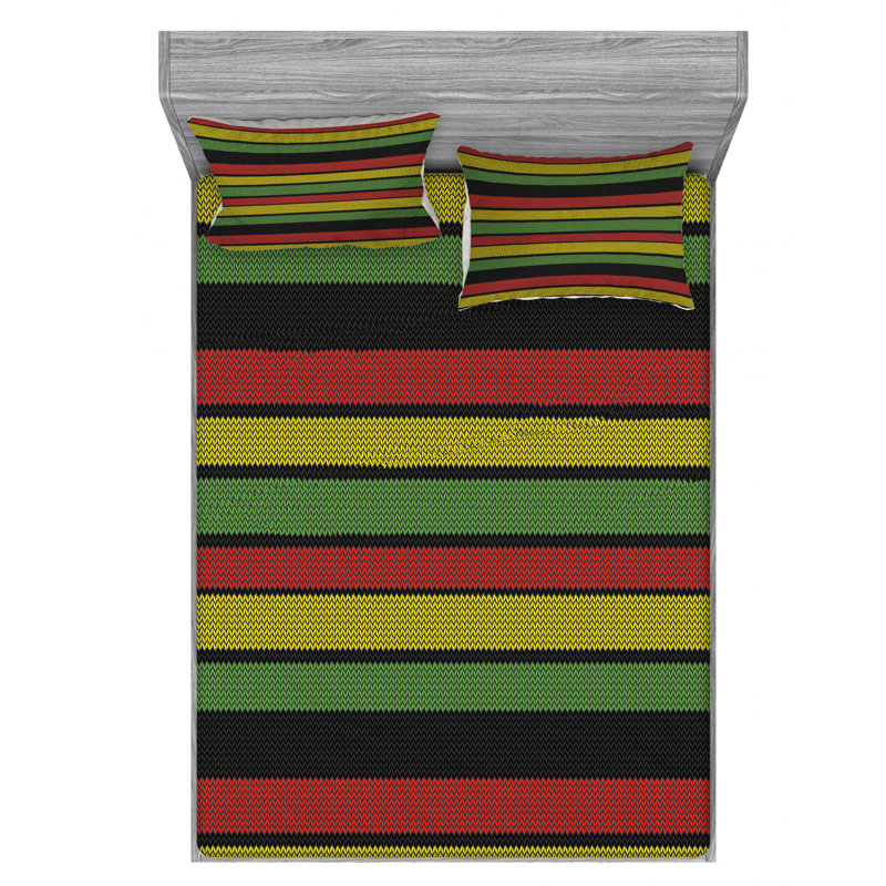 Microfiber Striped Sheet Set, Queen Sheet Set + Fitted Sheet + 2 Pillowcases