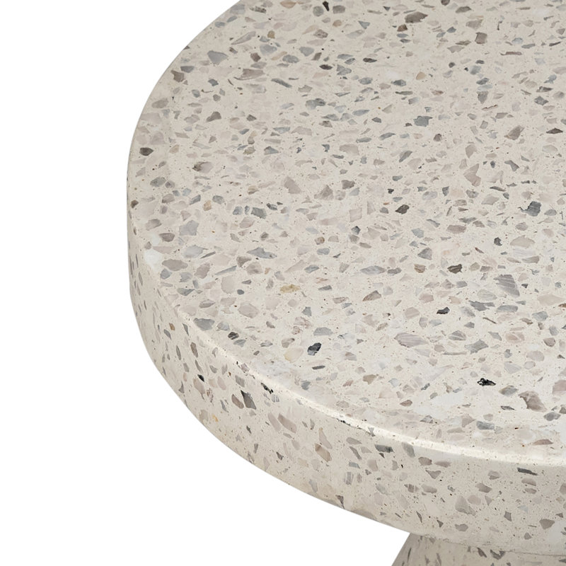 Savitri 16" Diameter Terrazzo Side Table, White