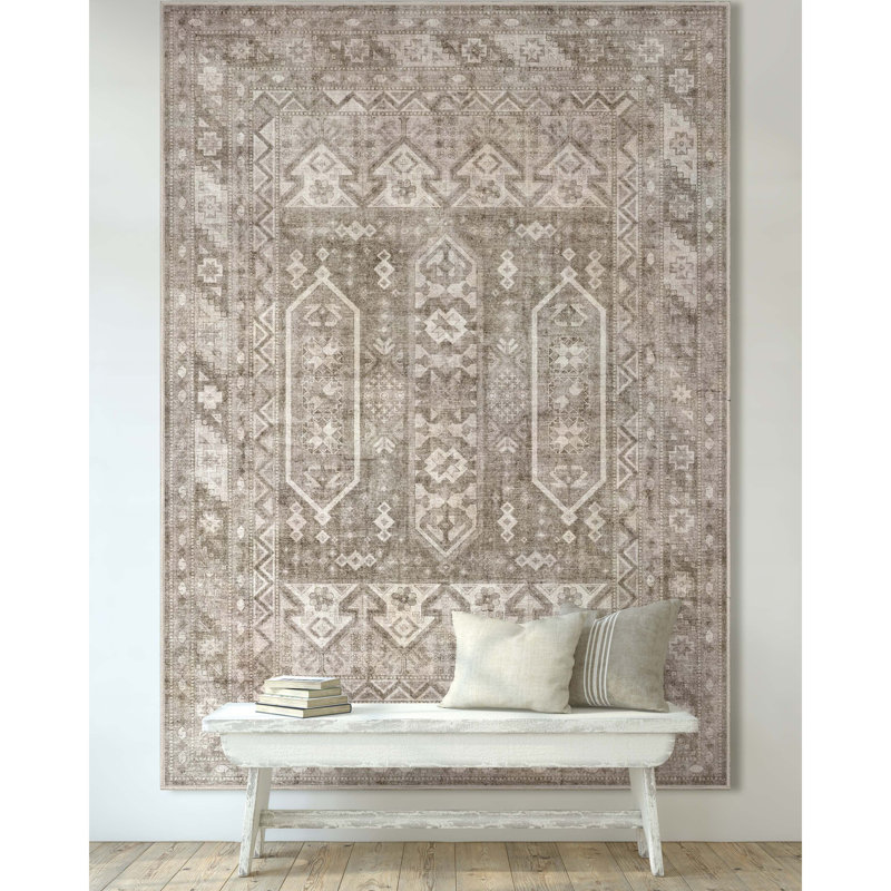 Kehr Praha Vintage Global Tribal Beige Flat-Weave Rug, Rectangle 9'10" x 13'