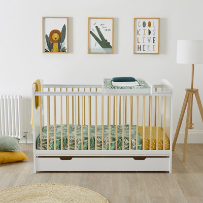Coleby Scandi Cot Bed with Under Drawer - Scandi White