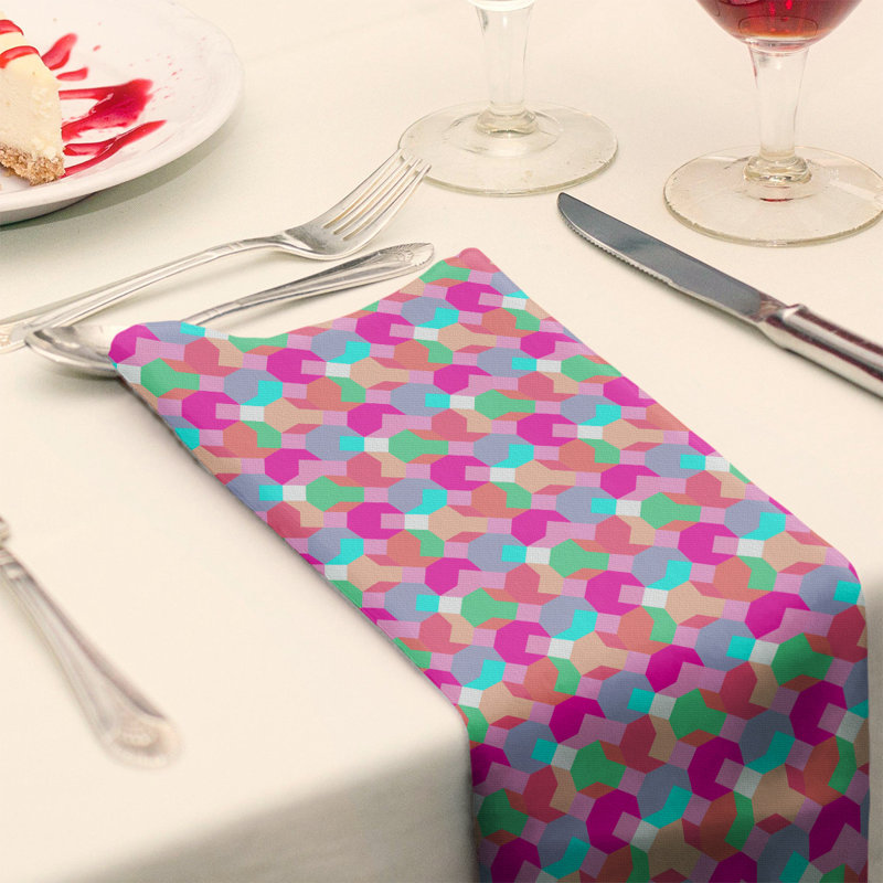 Serviette en coton octogones, Rose, H 0,1 po x l 10 po x P 10 po, Sergé de polyester