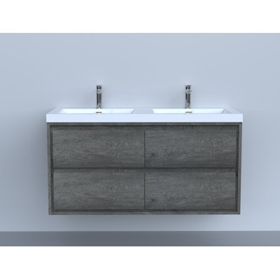 Wittig 48" Wall-Mounted Double Bathroom Vanity Set
