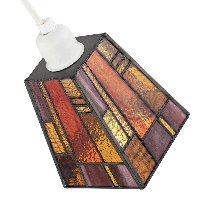 13cm H Glass Square Pendant Shade ( Screw On ), Orange