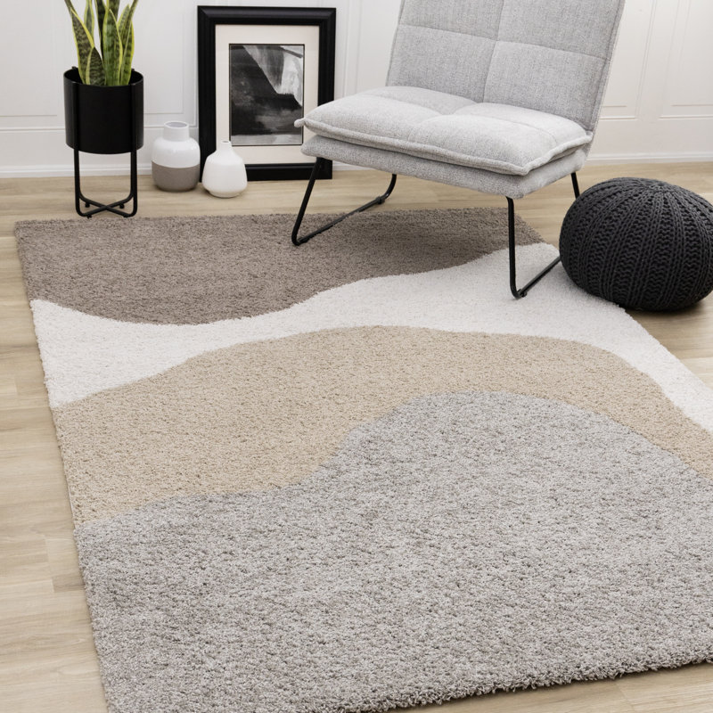 Tapis gris neutre, beige, crème, neutre Defeo, Rectangle 7 pi 10 po x 11 pi 2 po