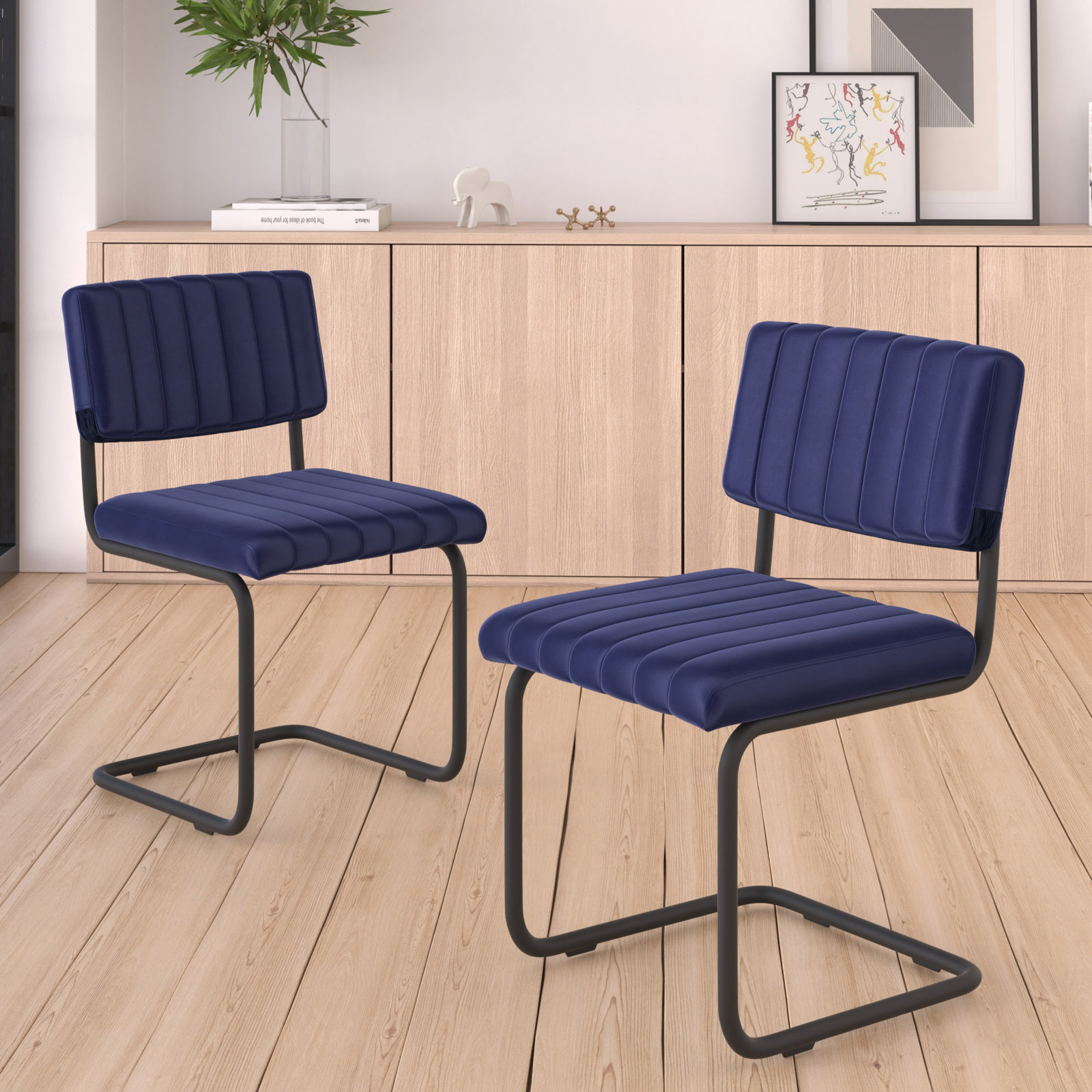 Estes Velvet Dining Chair, Sapphire Blue Velvet