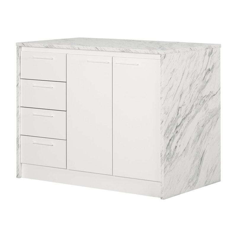 Myro 47.25'' Wide Kitchen Island, White