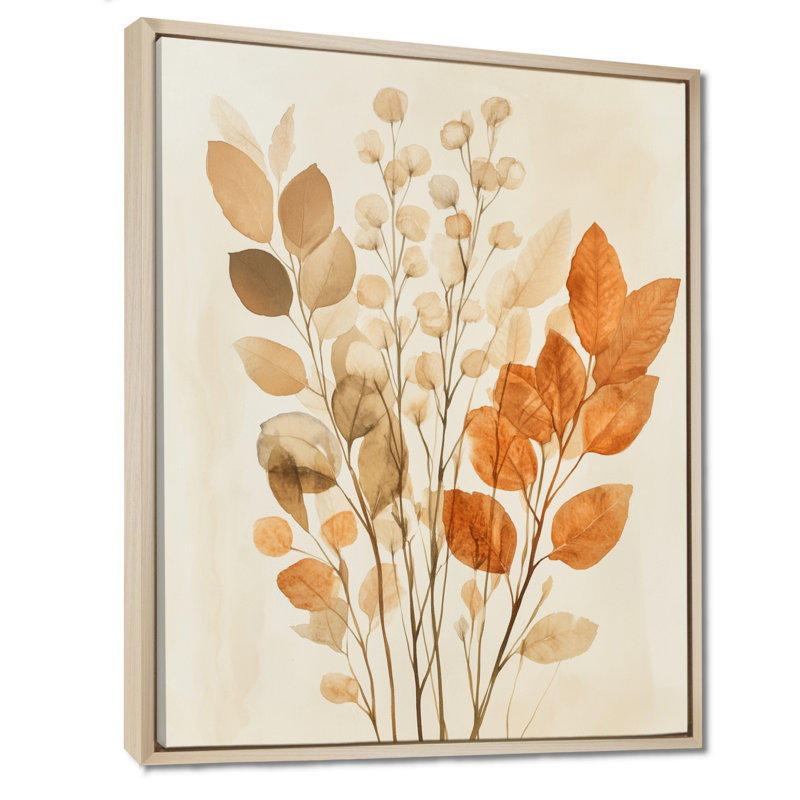 Cueillette de feuilles d'automne - Décoration murale encadrée à thème botanique, H 32 po x l 24 po, Cadre naturel flottant