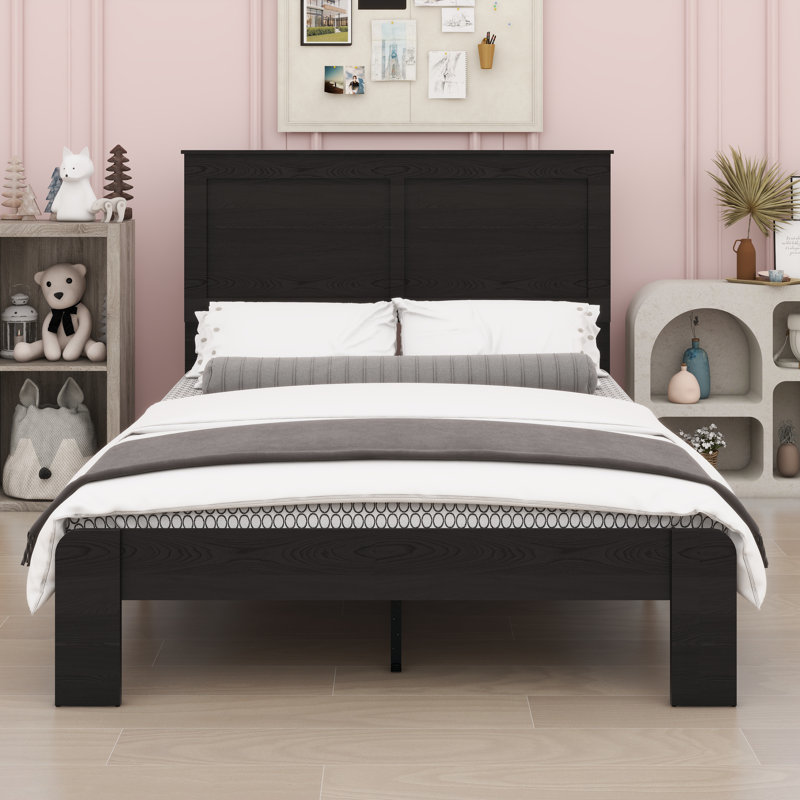 Lit plateforme en bois silencieux et robuste avec rangement spacieux sous le lit, Double