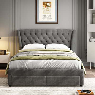 Upholstered Double (4'6) Fabric Drawers Bed Frame