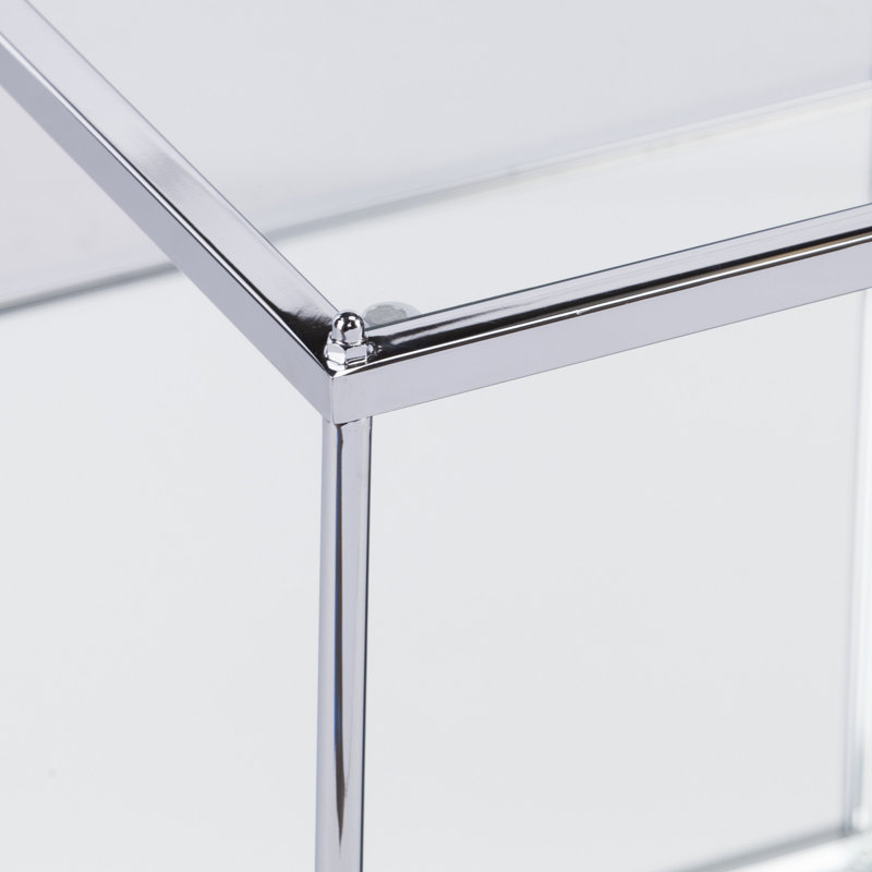 Harvey-John 42" Glass And Metal Coffee Table, Chrome