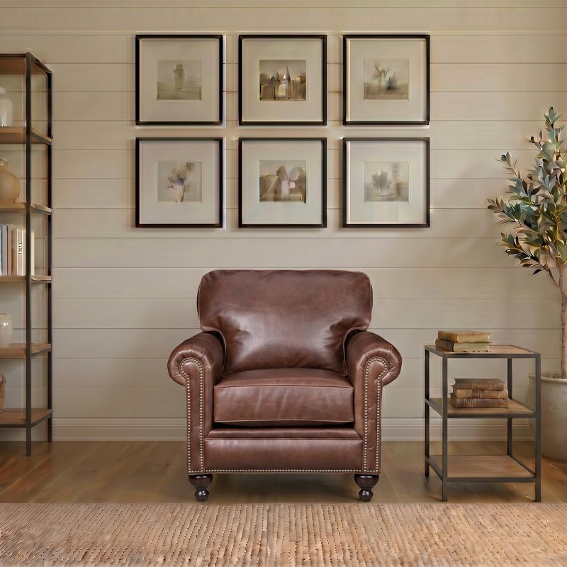 Fauteuil en cuir véritable de 38 po Harrison, Rangers bleu adriatique