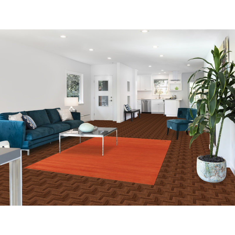 Tapis orange moderne Gabbeh 6 x 8