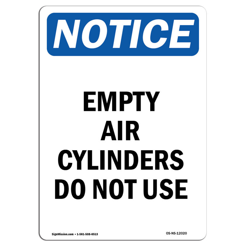 Empty Air Cylinders Do Not Use Sign