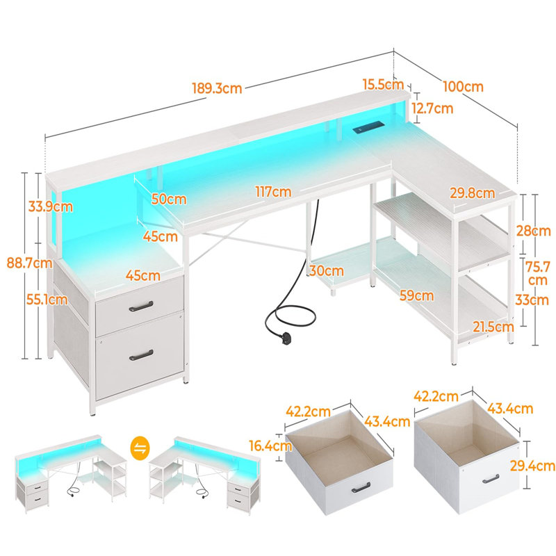 Metal Base Computer Desk, White