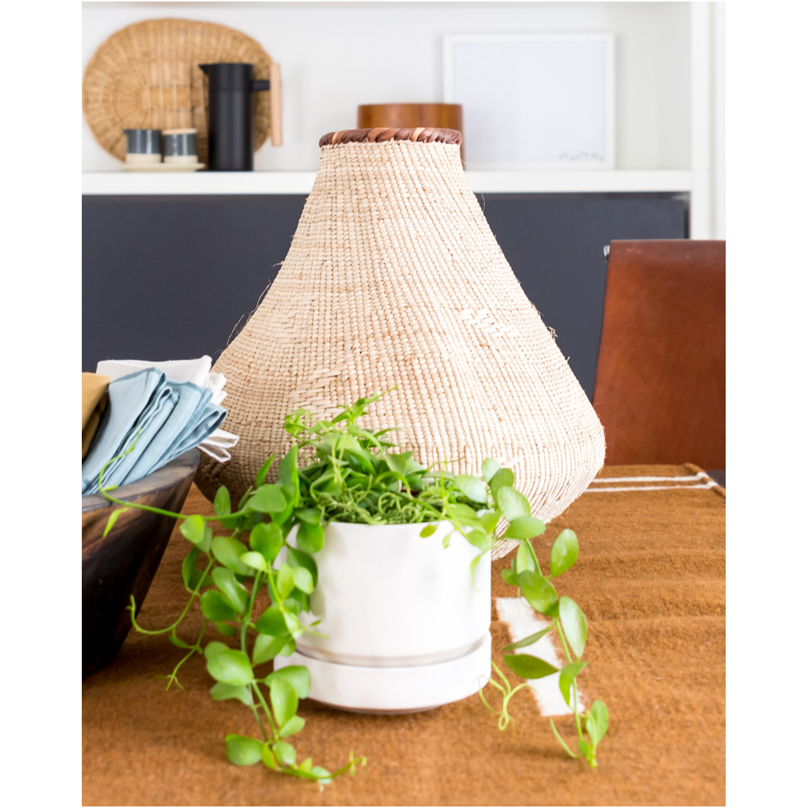 Byer Handmade Ceramic Pot Planter, White, 7.5" H x 8.75" W x 8.75" D