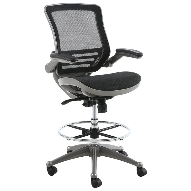 Clementina Heavy Duty Mid-Back Mesh Drafting Chair, Gunmetal