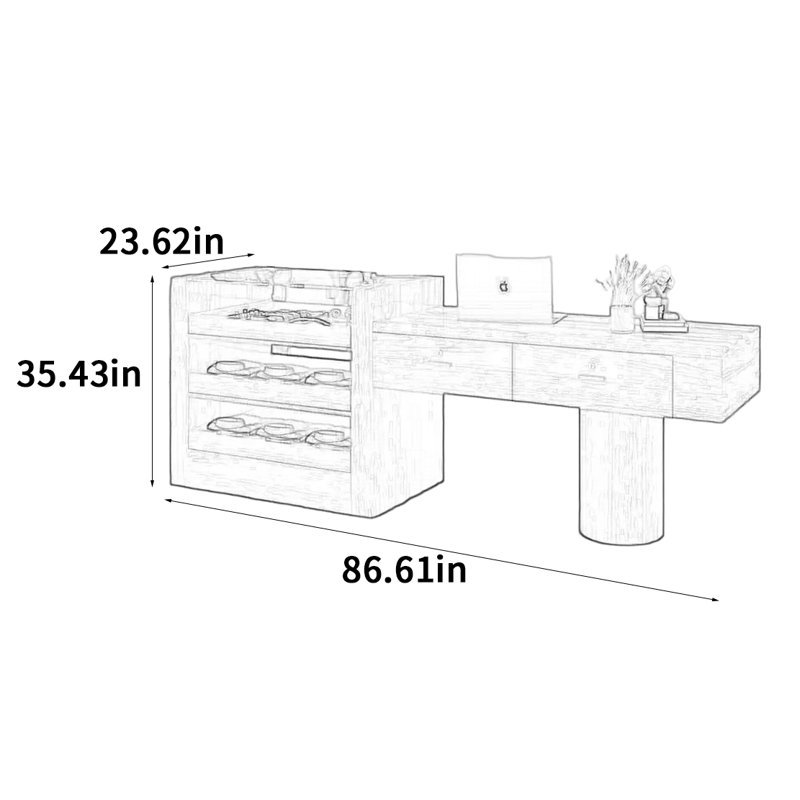 Armoire pour îlot central Minimalist Premium, H 35,43 po x l 86,61 po x P 23,62 po