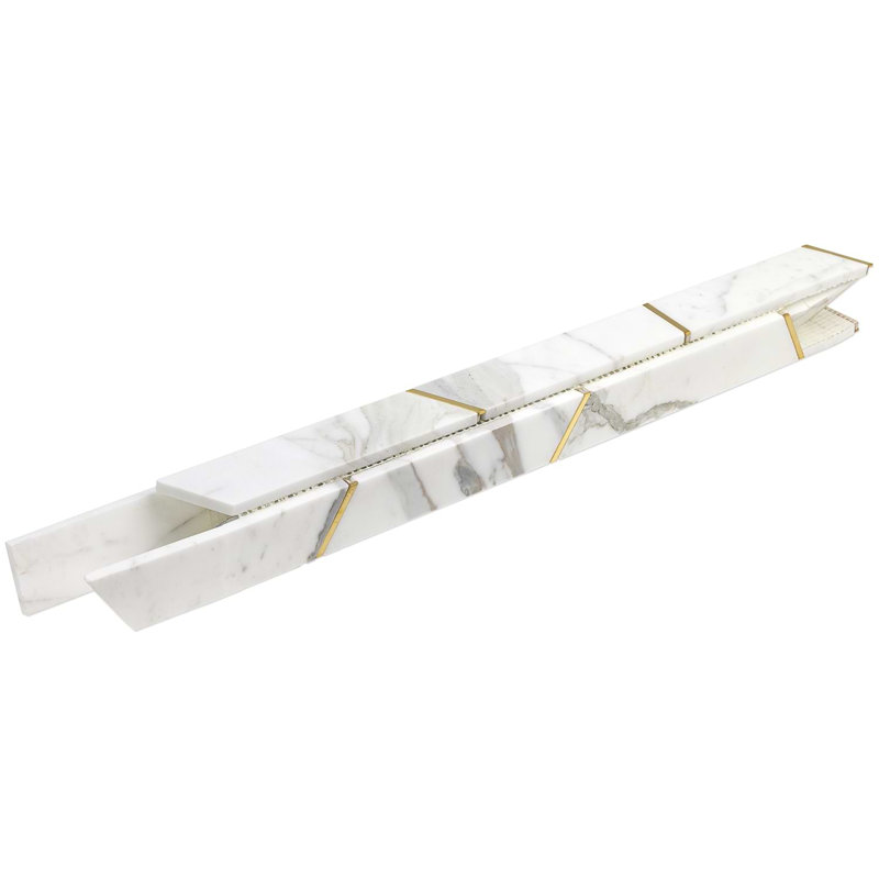 Matrix Trapezoid Marble And Brass Tile