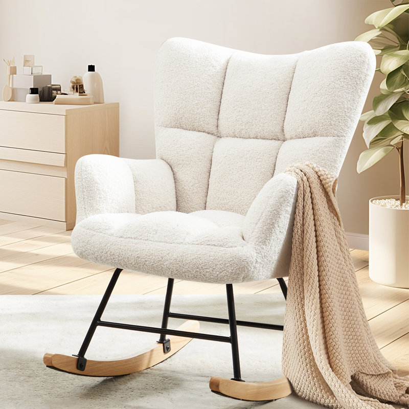 Chaise berçante rembourrée, Beige, Beige