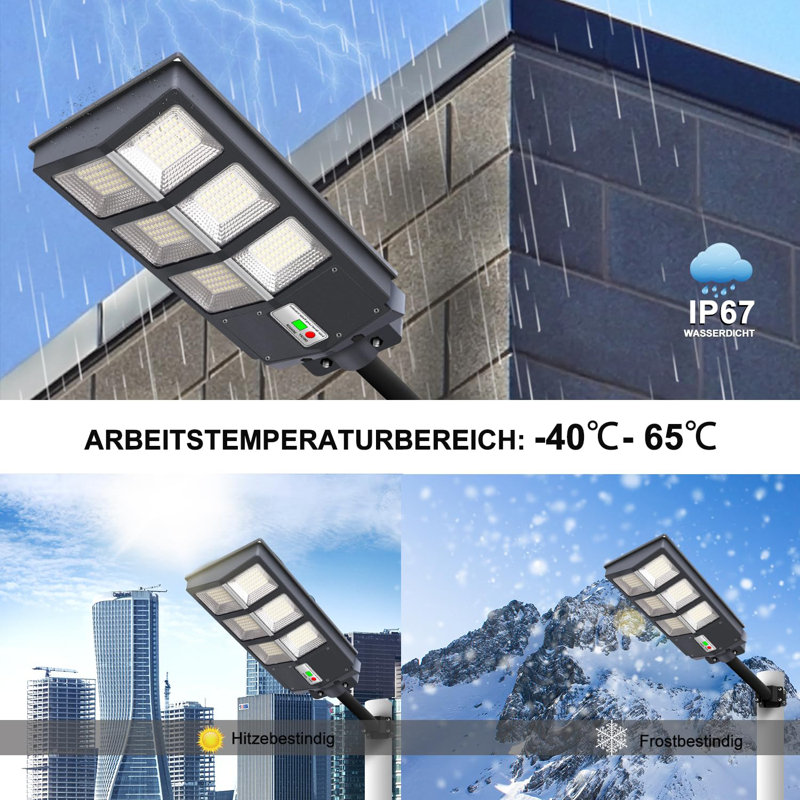 Home Outdoor LED Street Light (Set Of 2) With Solar Panels Dusk To Dawn With Motion Sensor Remote Control 600W Waterproof For Parking Lots Backyard