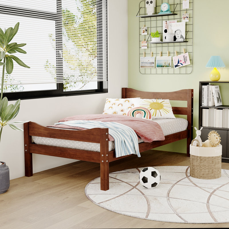 Solid Wood Open-Frame Bed, Walnut