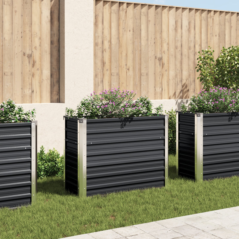 Alissa Metal Planter Box, 77 cm H x 100 cm W x 100 cm D, Anthracite
