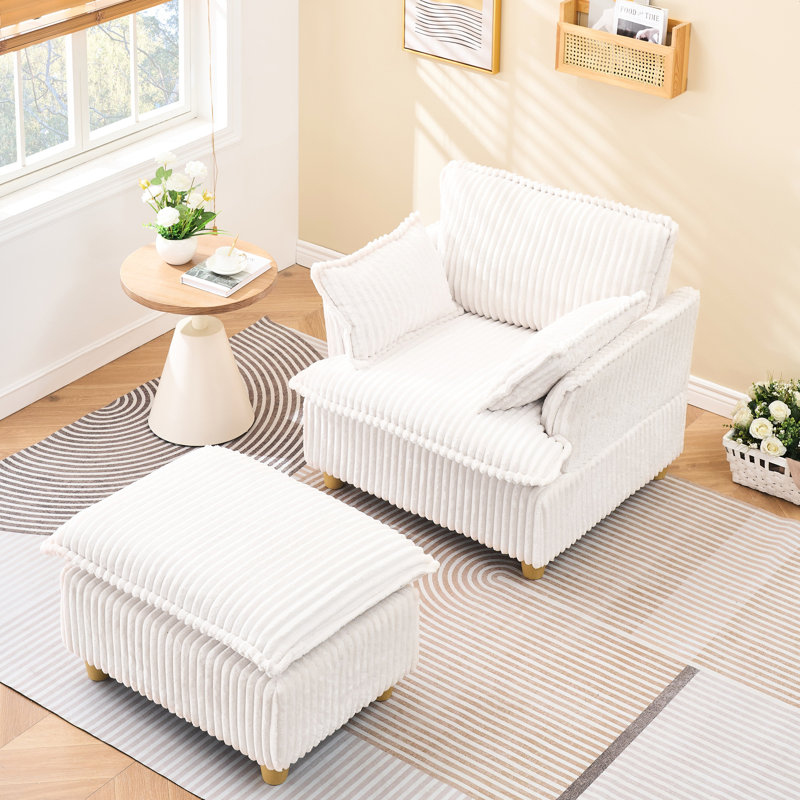Canapé en velours côtelé confortable avec coussins détachables et personnalisables pour un confort personnalisé, Beige