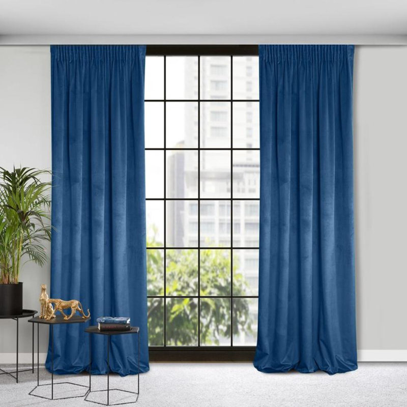 Rosa Blackout Single Curtain, Width 250  x Drop 135 cm, Navy Blue