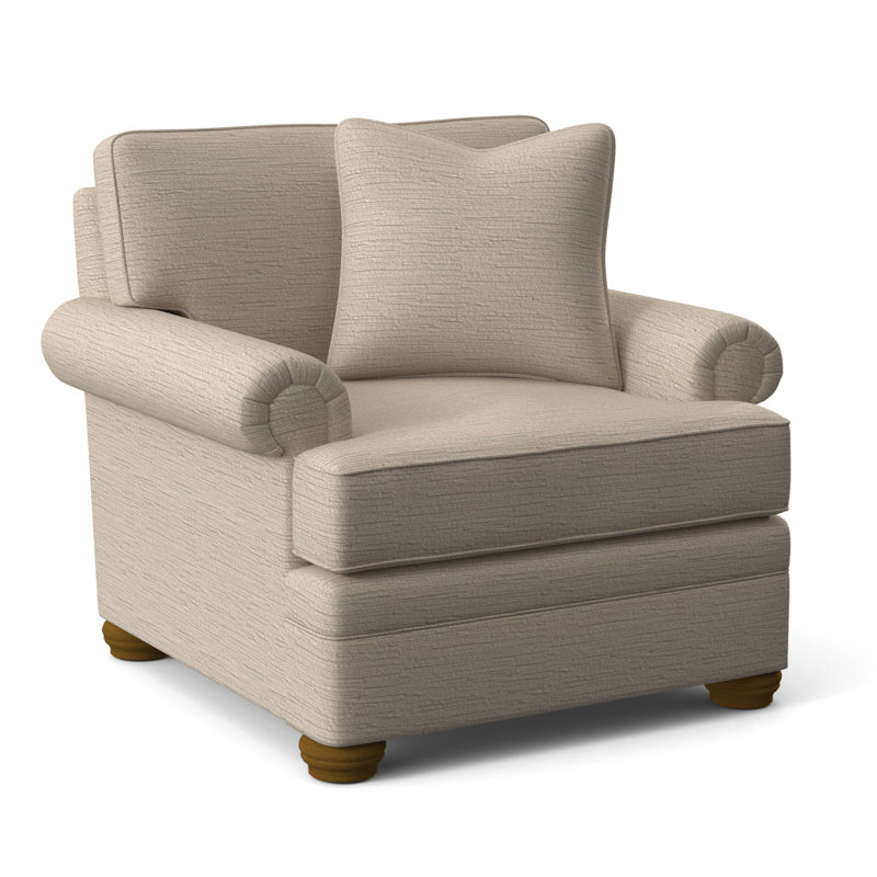 Kensington Armchair, Taupe Plaid; 0126-73, Havana Finish