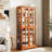 American Design Dark Oak Glass Showcase With Adjustable Shelves, Doors, And E26 Bulb For Collectibles Display Design, Showcase, Bulb, Stamp Collection-118964466