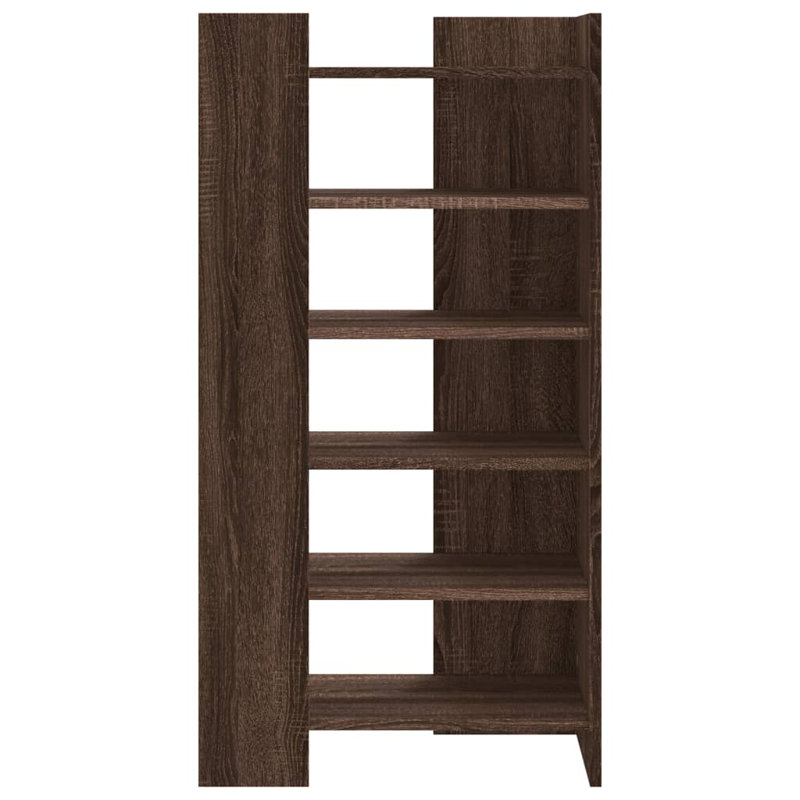 10 Pair Shoe Storage Cabinet, Brown Oak