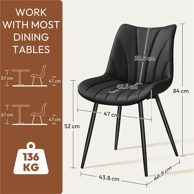 52cm H Tufted Upholstered Side Chair, Black
