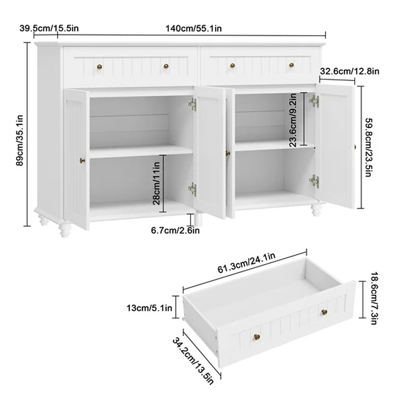 Arnolf 55.1'' Sideboard, White