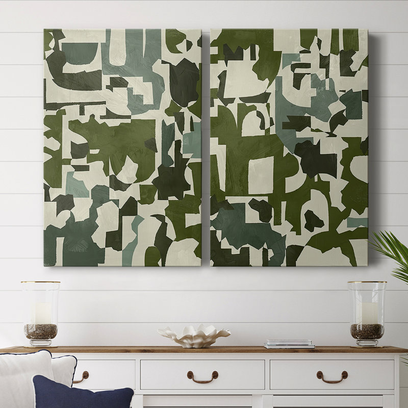 Earthen Patchwork I - Toile tendue avec châssis de qualité supérieure - Prêt à accrocher