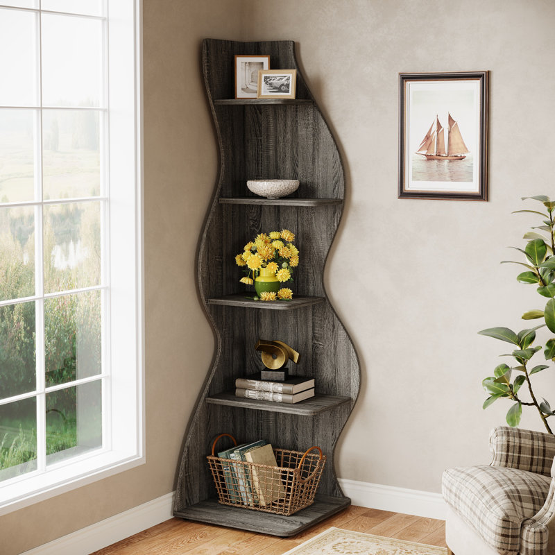 Arhab Corner Bookcase, Gray