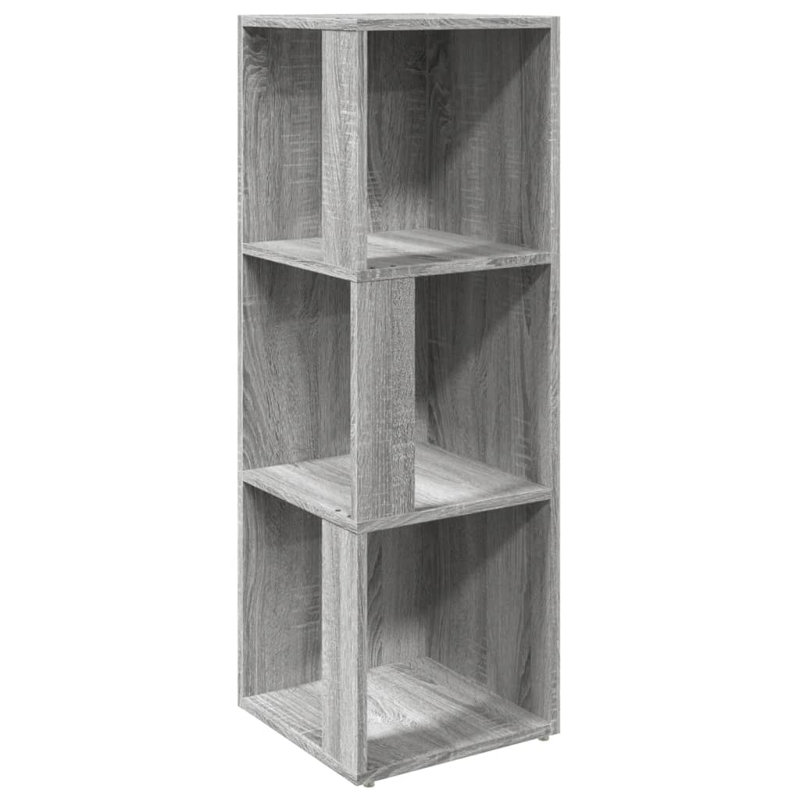 33cm W Corner Bookcase, 3 Shelves (100cmH x 33cmW x 33cmD), Grey Sonoma