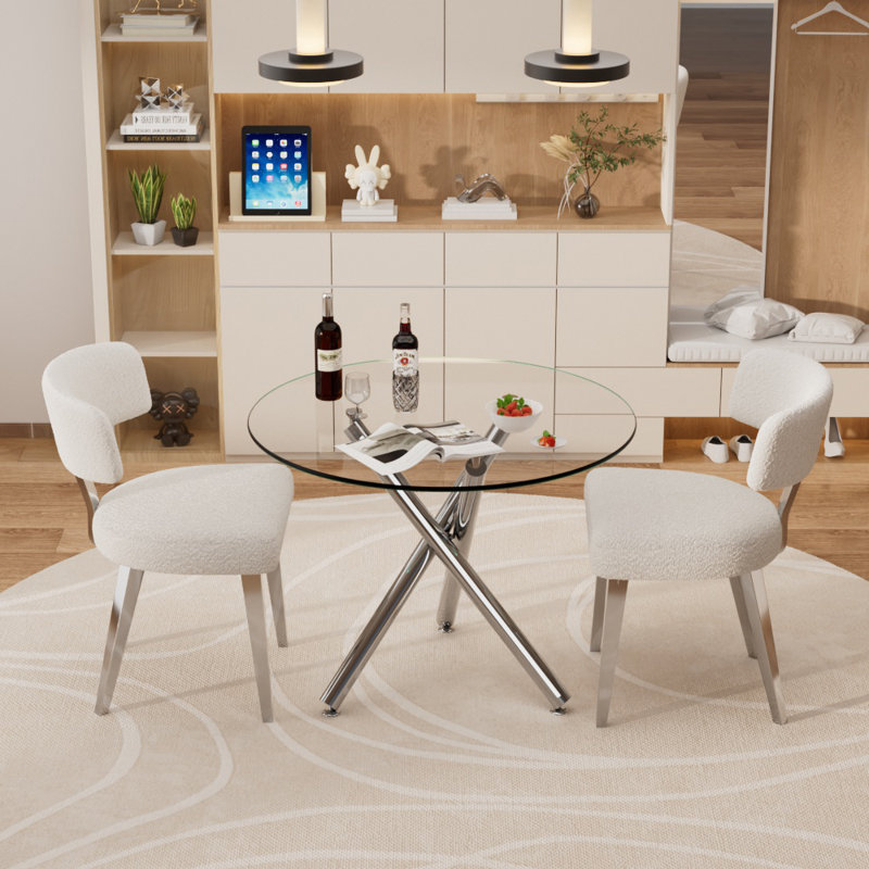 Ensemble de table de salle à manger Modern Modern, H 29,5 po x l 36 po x P 36 po, 3 pièces: table, 2 chaises