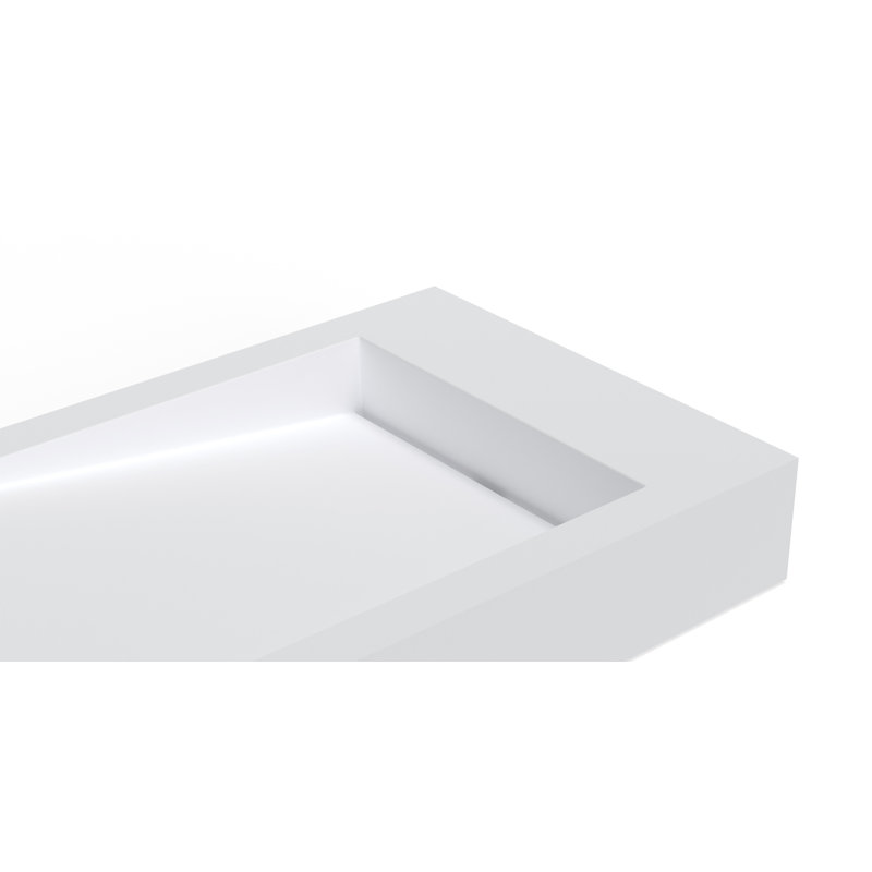 Badeloft 47.2" x 19.6" Rectangular Stone Resin Wall Mounted Bathroom Sink WT-05-B-M in Matte White, Matte White