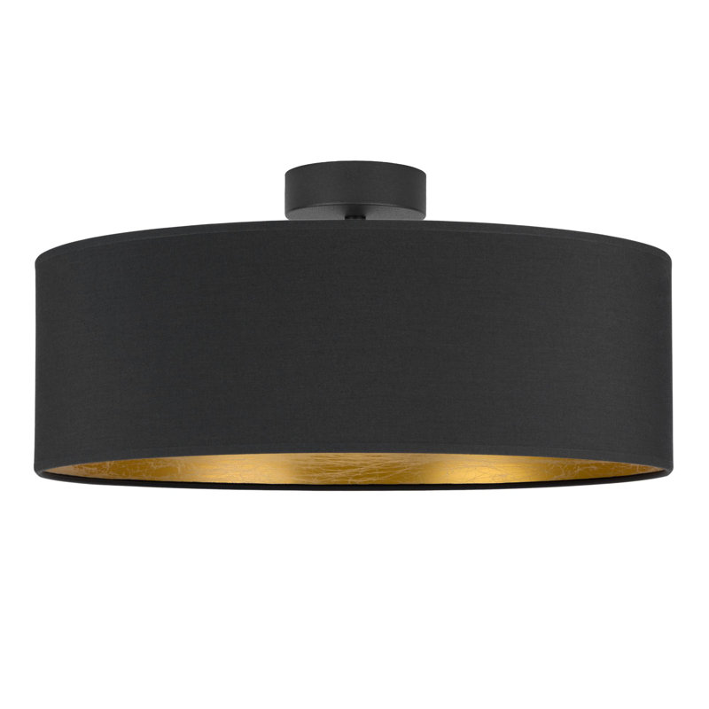 Tres Fabric Flush Mount, Anthracite/Gold, 20cm H x 45cm W x 45cm D