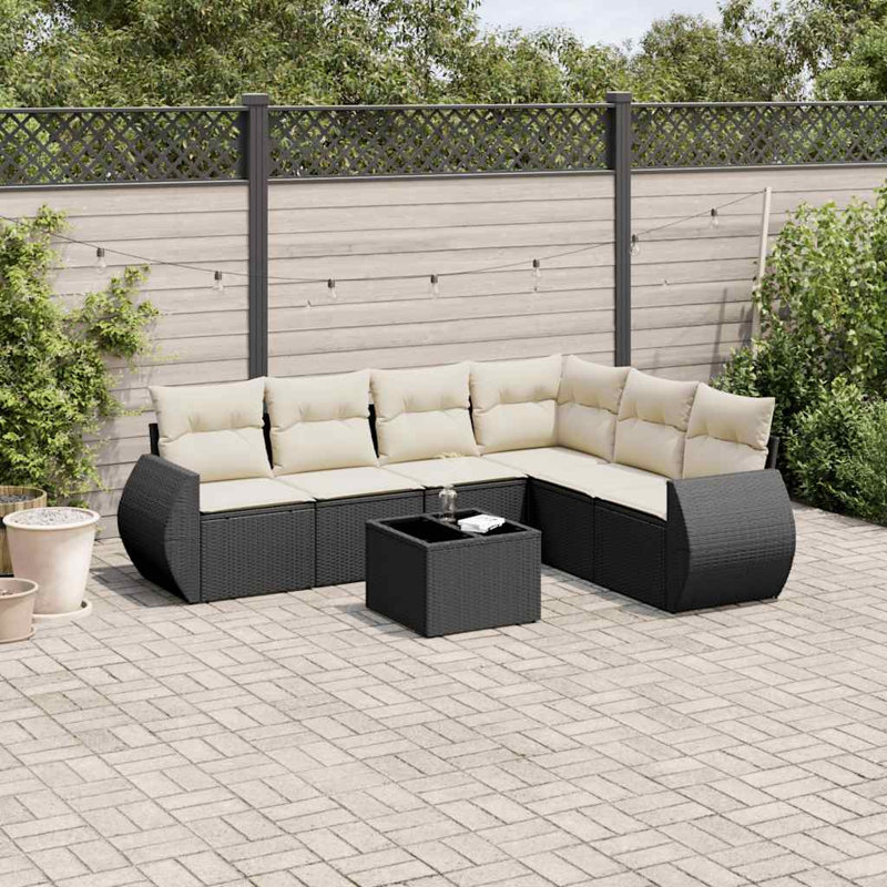 Ensemble de canapé modulaire en rotin PE noir 7 pièces Vidaxl
