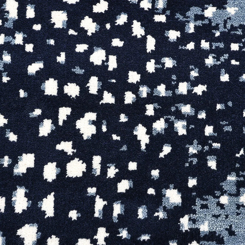 Louis Animal Print Hand-Knotted Wool/Cotton Ivory Area Rug, Rectangle 3' x 5', Blue