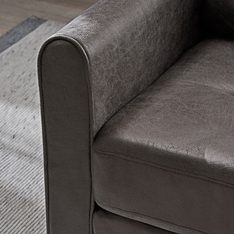 Modern Upholstered Single Sofa, Slate Microfiber / Microsuede