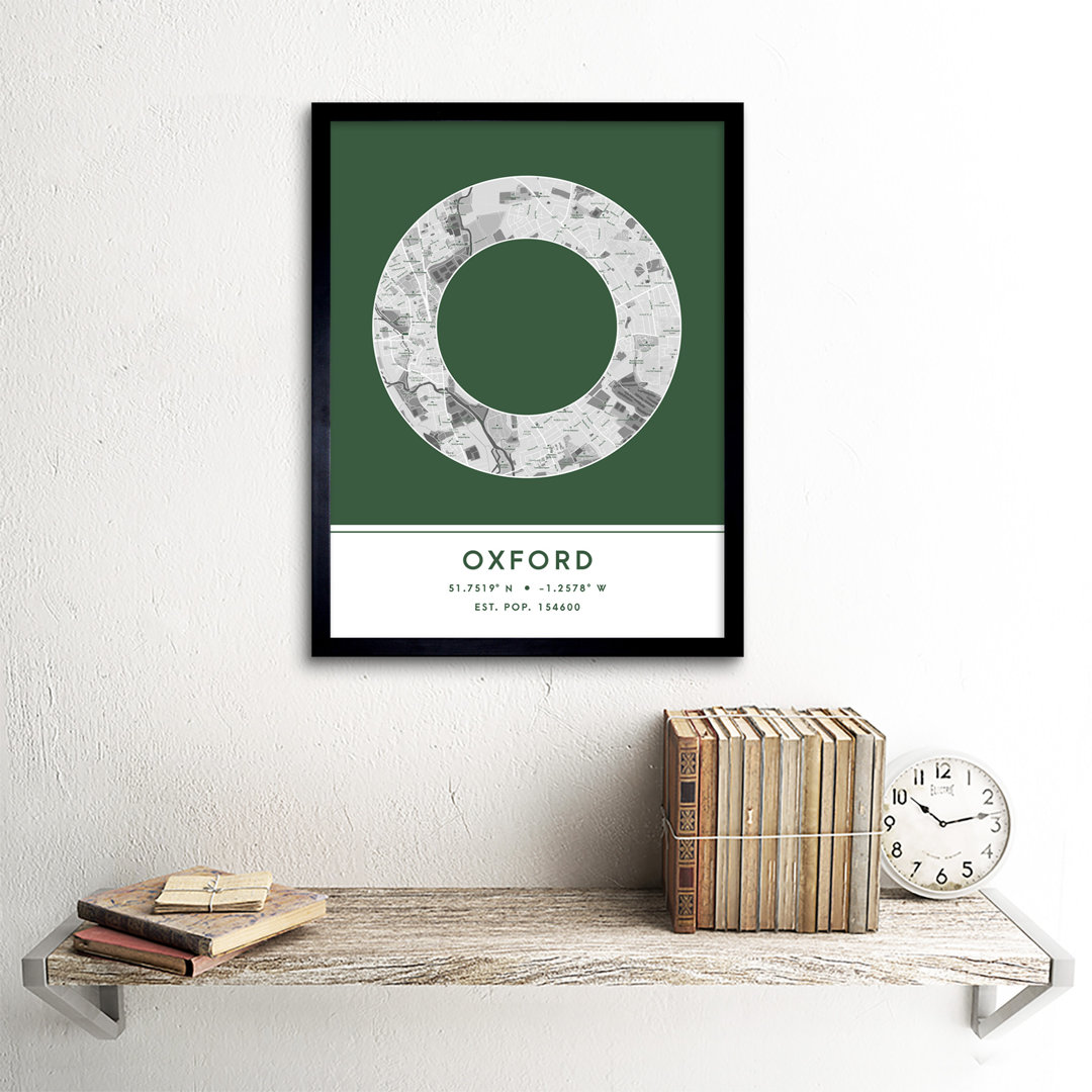 Oxford England United Kingdom City Map Green - Single Picture Frame Typography