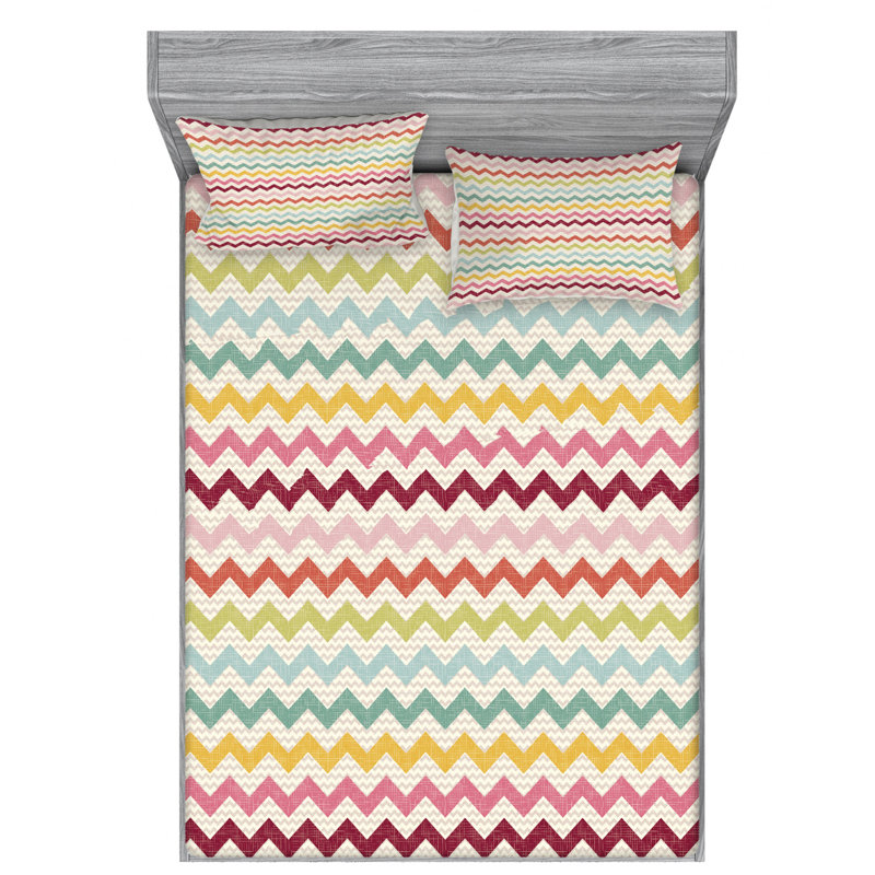 Microfiber Chevron Sheet Set, Full Sheet Set with Fitted Sheet