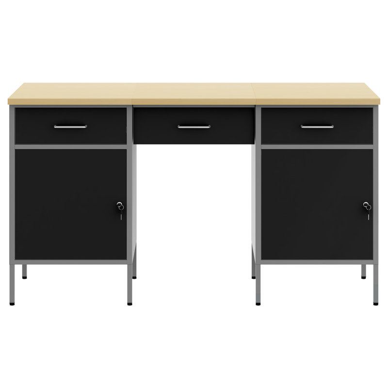 Work Cabinet with Drawer with Lock, Black