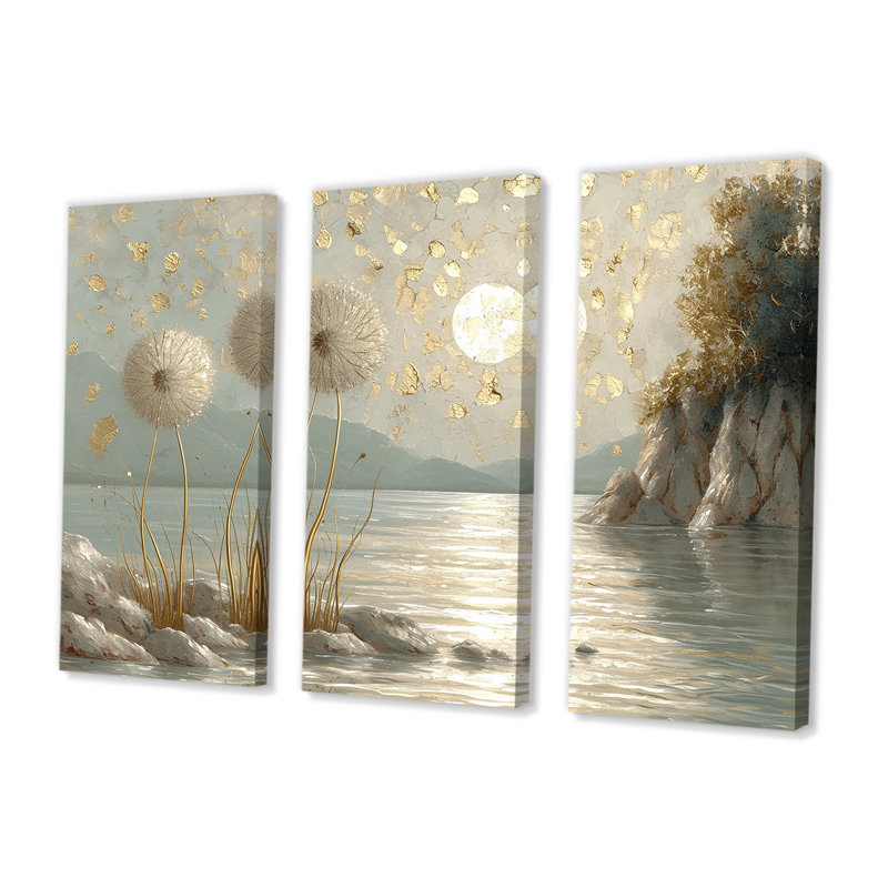 Ensemble d'art mural Hamill - Lake, H 28 po x l 36 po x P 1 po, Toile tendue