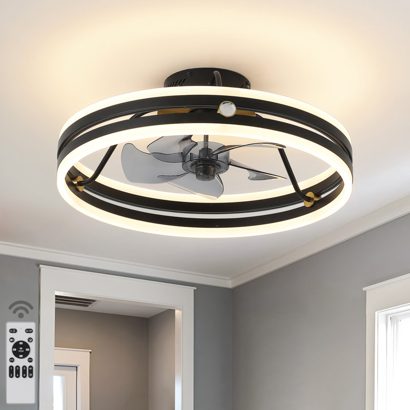 Ventilateur de plafond à DEL à profil bas mat 19,7 pouces avec télécommande à intensité variable avec télécommande pour salle à manger et chambre à coucher