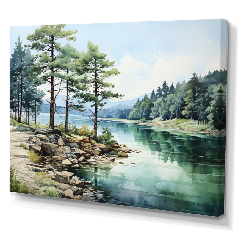Pine Tree Reflections II - Reproduction d'art mural pin, H 34 po x l 44 po x P 1,5 po, Toile tendue